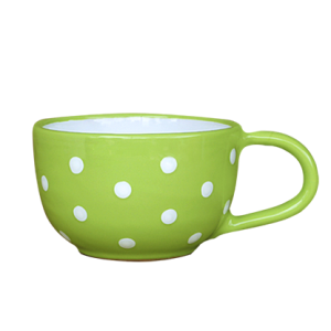 Teás csésze 3,8 dl, pasztell zöld-fehér pöttyös